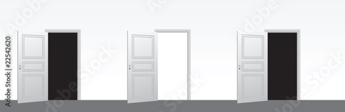 three doors open