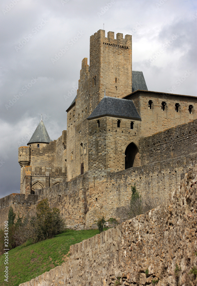 Vista de las murallas de Carcassonne, Francia