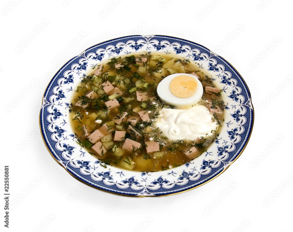 Okroshka with sour cream and egg Okroshka with sour cream and egg