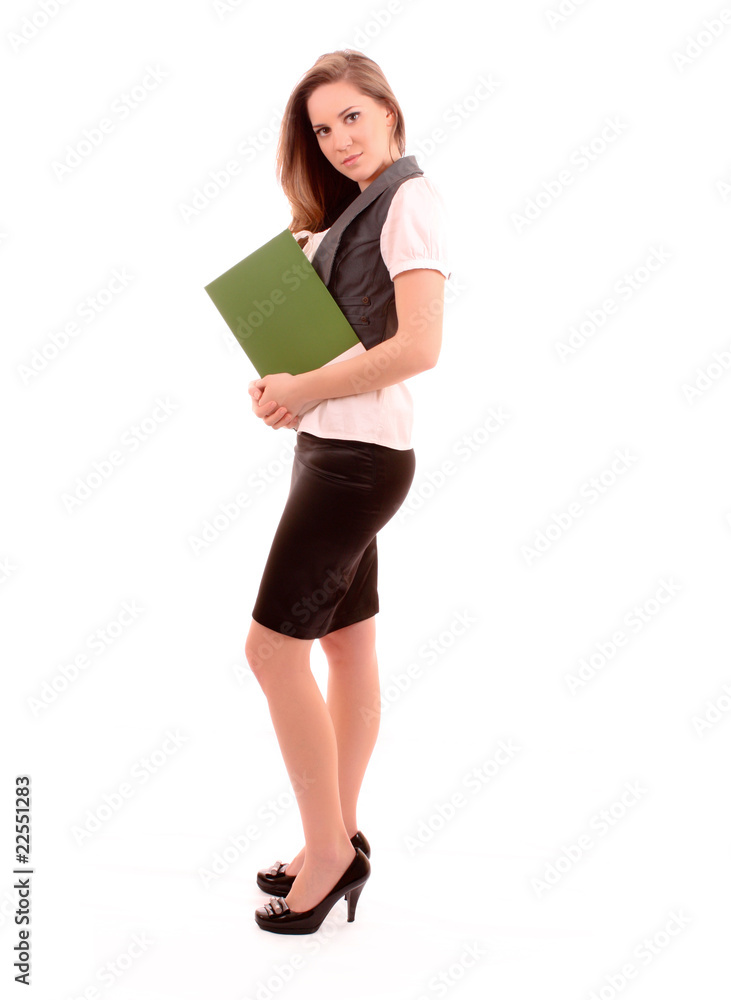 Office person with folder isolated on white Office person with folder isolated on white