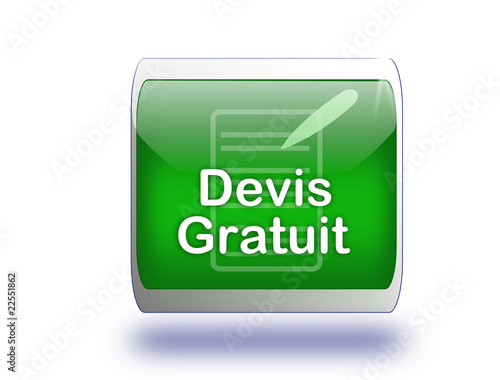 bouton web carré 3d vert devis gratuit