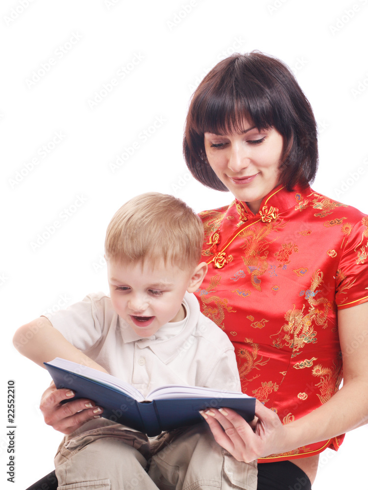 mother and son isolated on white mother and son isolated on white