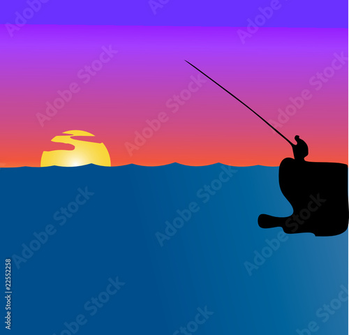 Fishing at sunset