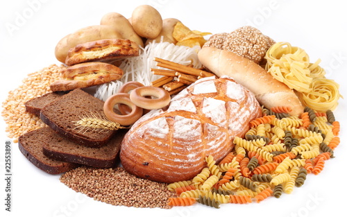 With bakery products on a white background photo