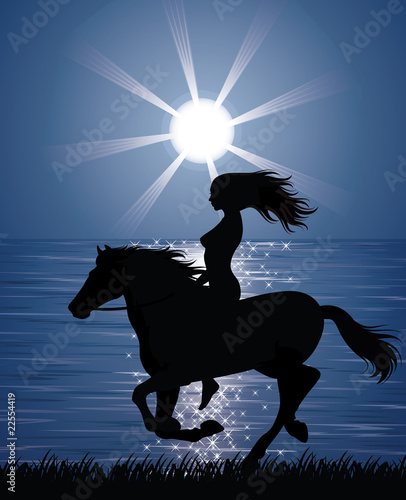 Woman and a horse.