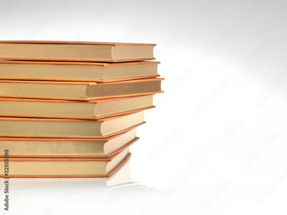 Stack of books in bleed with leather binding and gilt edging Stack of books in bleed with leather binding and gilt edging