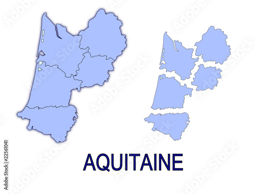 carte région aquitaine France départements détourés