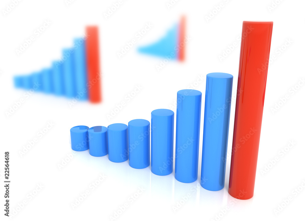Three diagrams in Blue and red color isolated on white Three diagrams in Blue and red color isolated on white