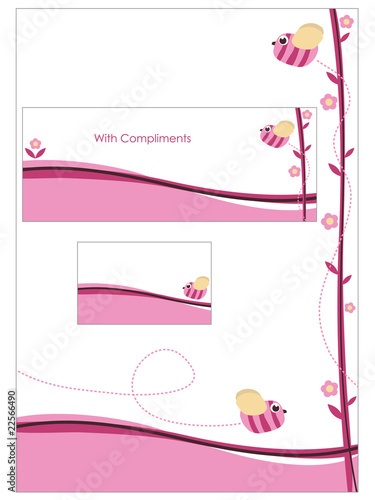 pink stationery set
