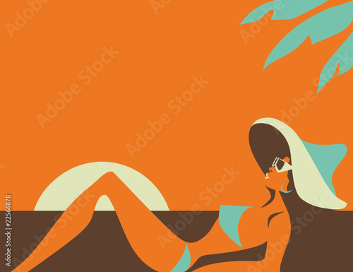 Beach Girl in swimsuit soaking up the sun