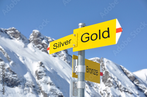 GOLD-SILVER-BRONZE road signs