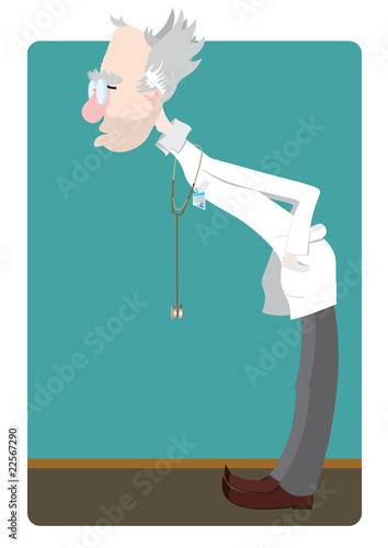 The amusing, tired doctor. Vector illustration