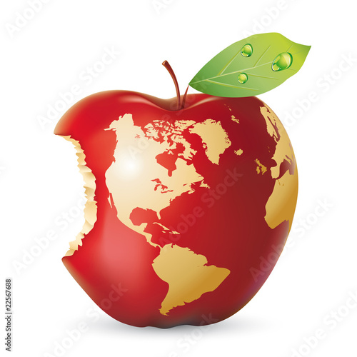 Vector red apple earth