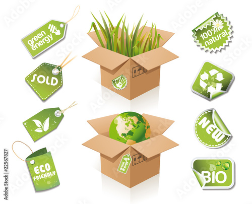 Paper box - eco idea with stickers and tags