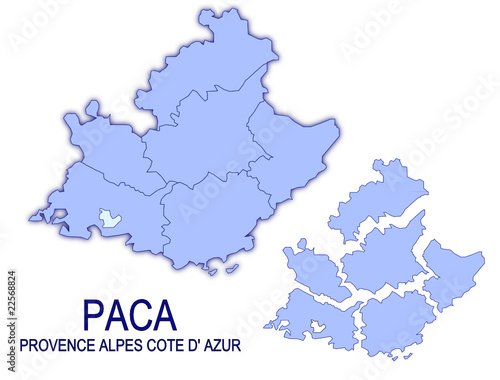 carte région paca provence alpes cote d'azur France départements photo