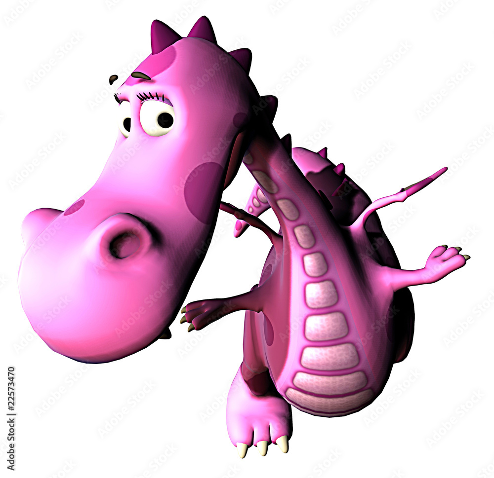 Fototapeta premium pink baby dragon flying up