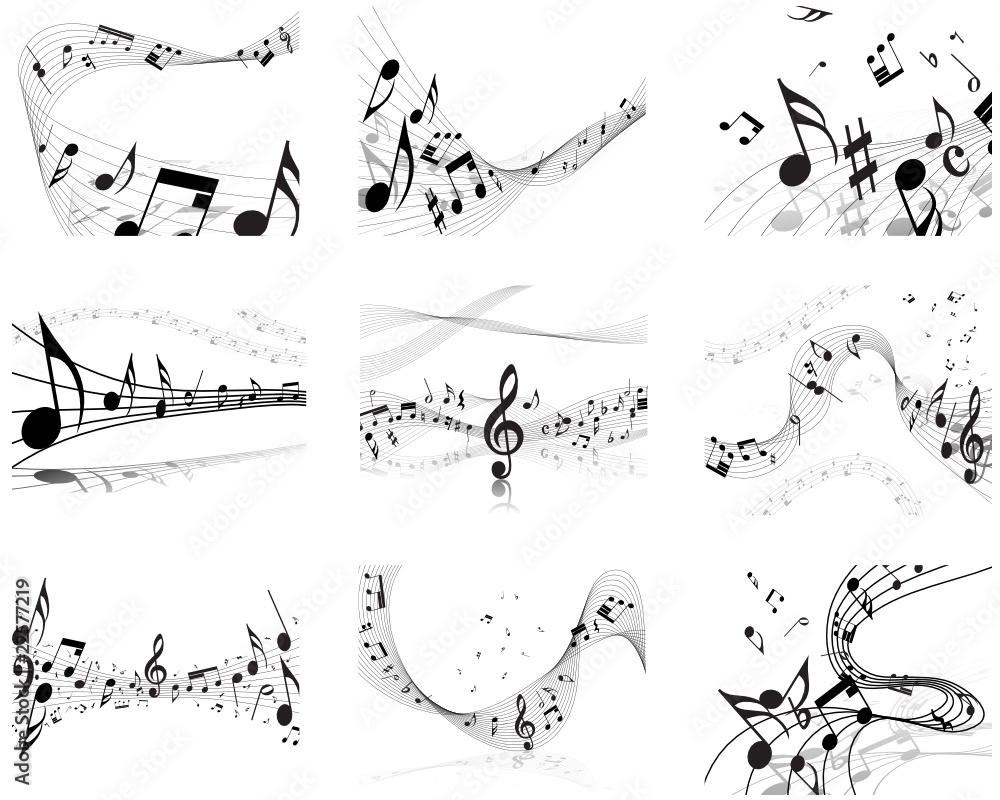 Obraz premium Musical notes backgrounds set