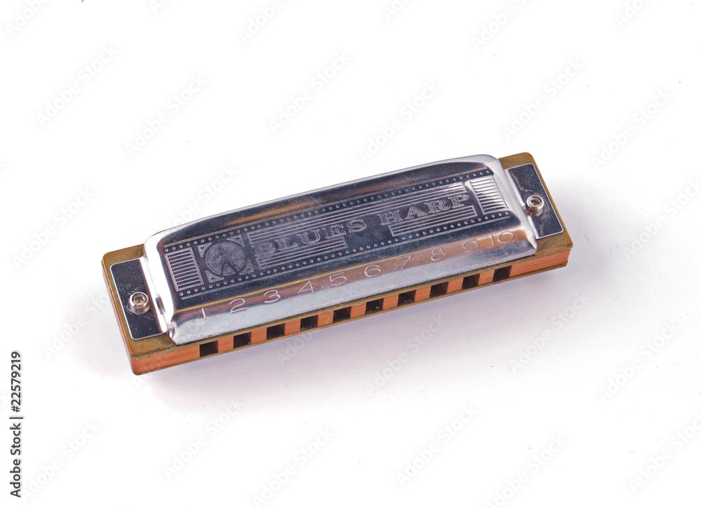 Fototapeta premium Harmonica or mouth organ on a white background