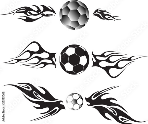 three soccer balls on fire vector illustration