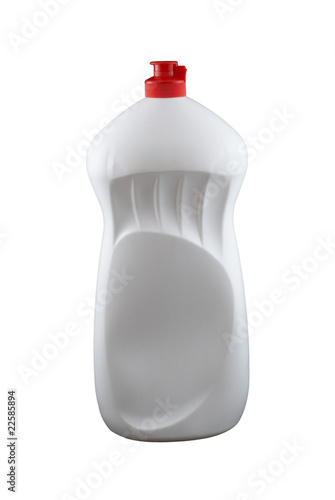 White plastic bottle with a red lid