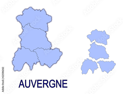 carte région auvergne France départements