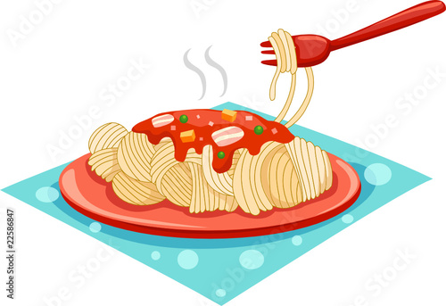 a plate of spaghetti with fork