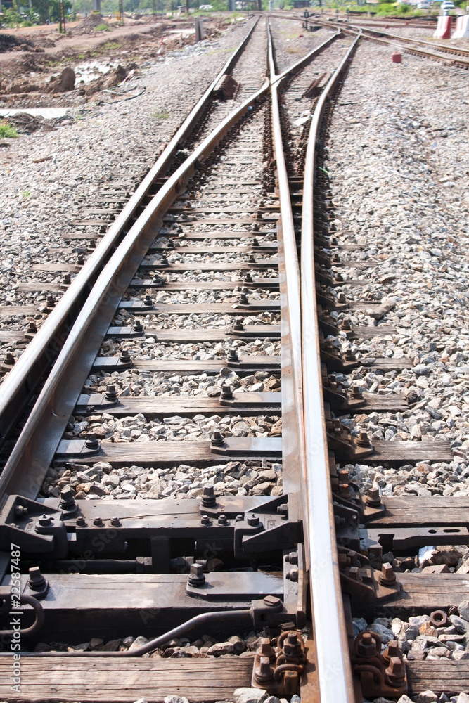 two railway and sidewalk