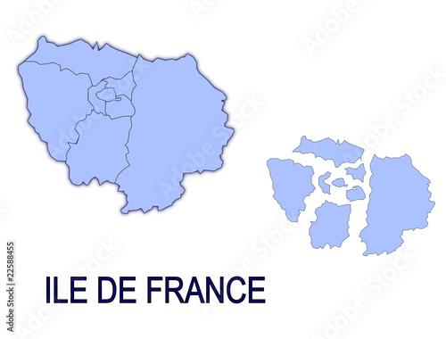 carte région ile de france départements contour photo