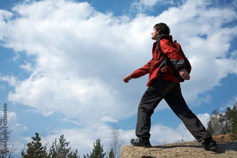 traveler moves through the mountains traveler moves through the mountains