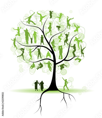 Family tree, relatives, people silhouettes