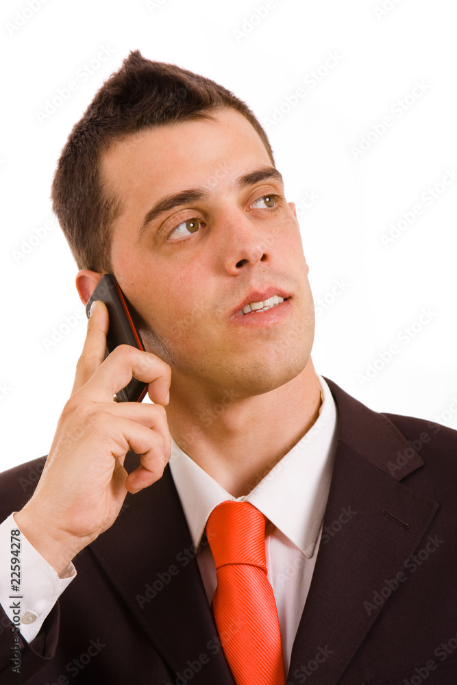 young business man on the phone, isolated isolated on white bac young business man on the phone, isolated isolated on white bac