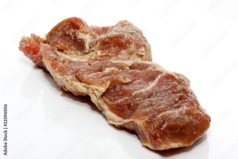 fresh boneless pork isolated on white background