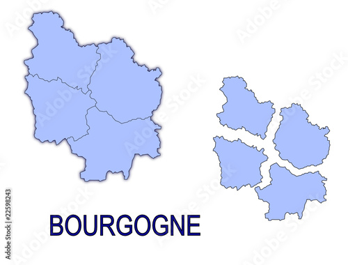 carte région bourgogne France départements contour