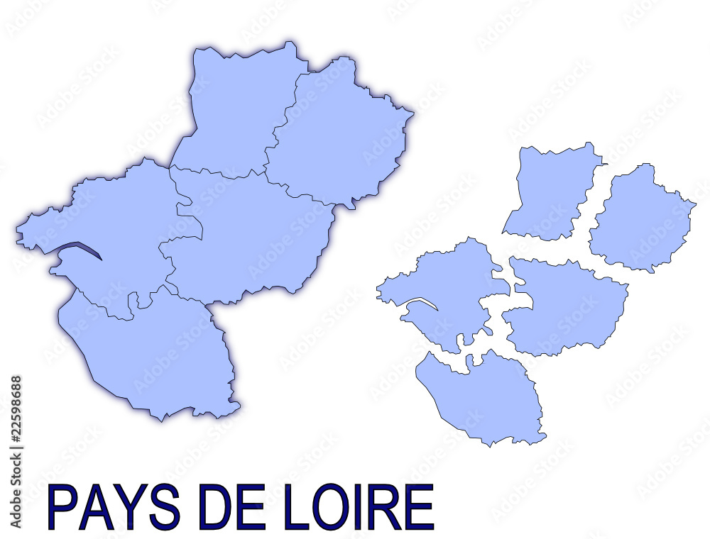 Fototapeta premium carte région pays de loire France départements contour