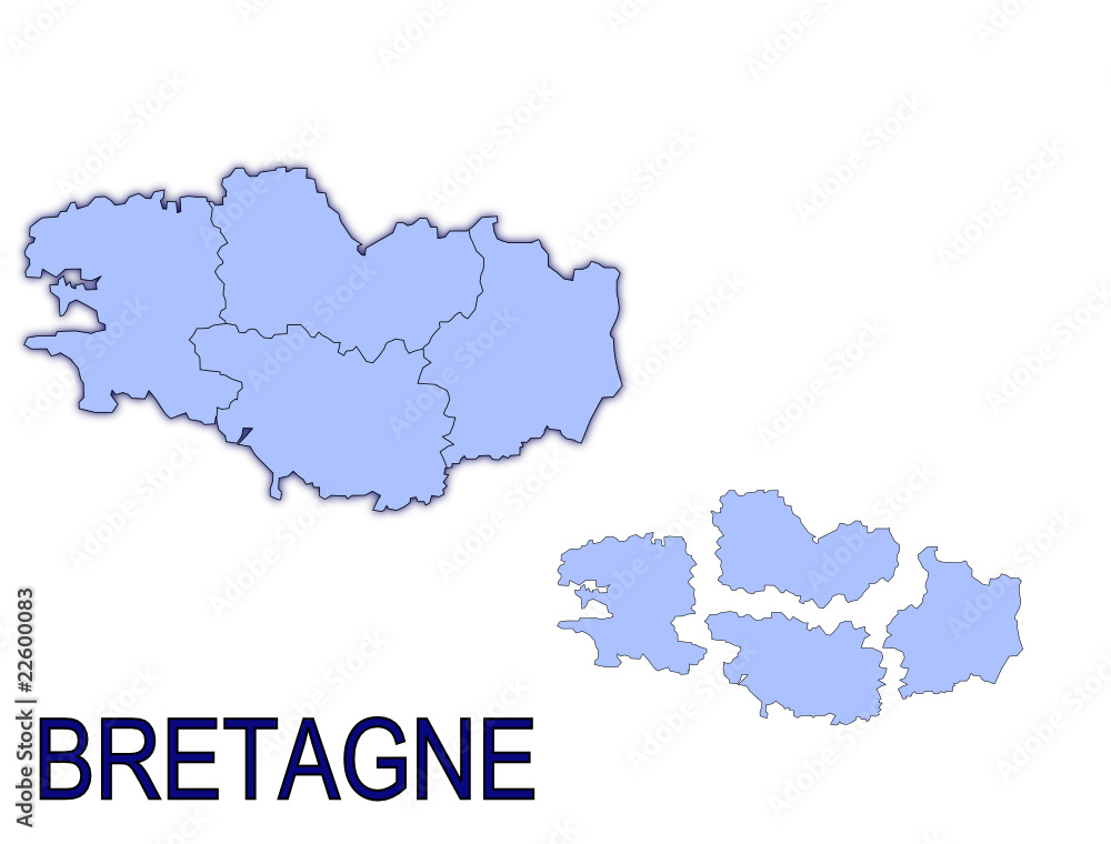 carte région bretagne France départements contour