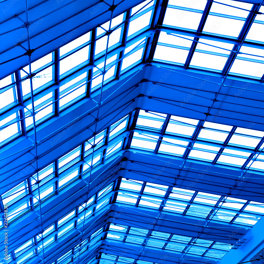 blue glass roof