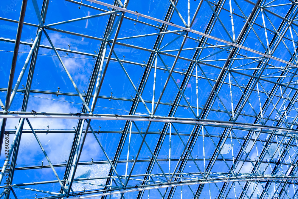 Fototapeta premium blue glass corridor