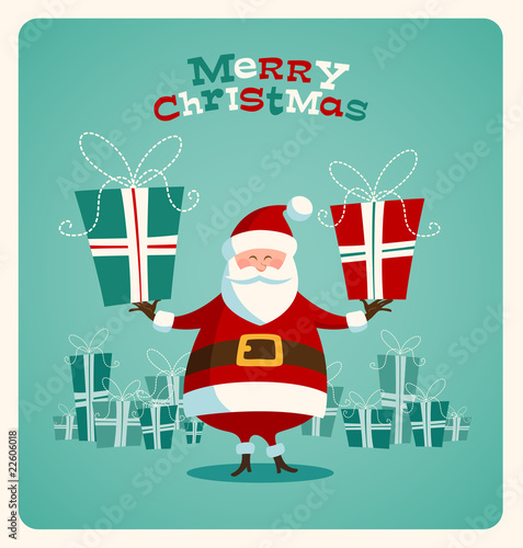 Christmas card with Santa. Vector. Editable