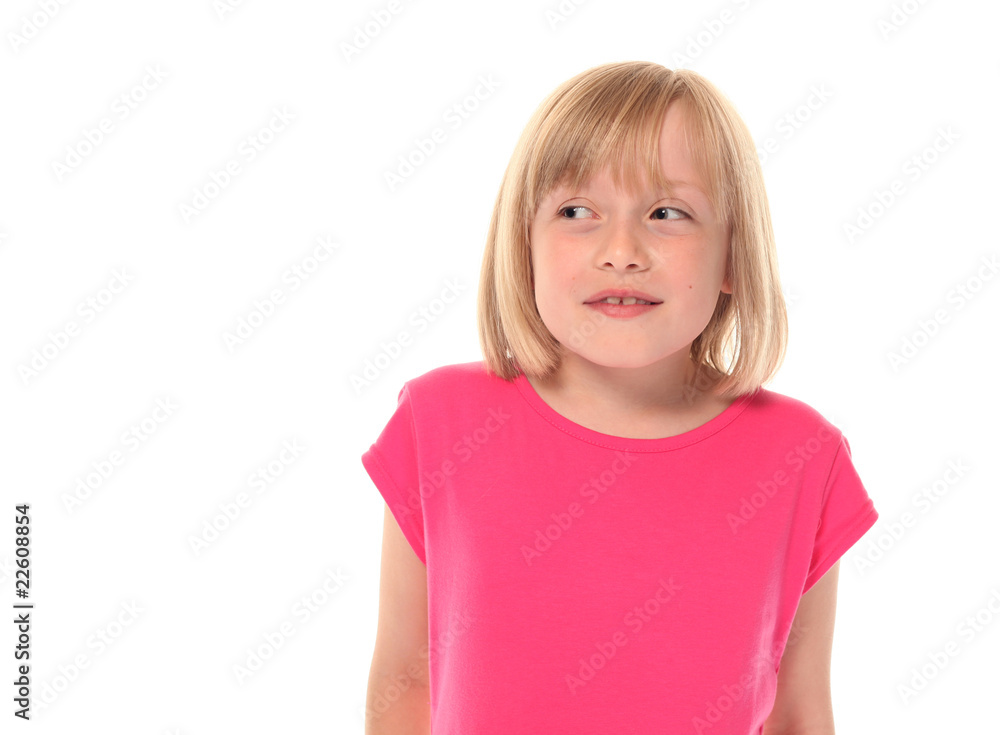 Young little girl looking sideways Young little girl looking sideways