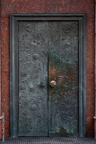 Old retro bronze door