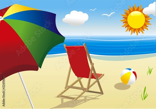 summer landscape with sun and beach