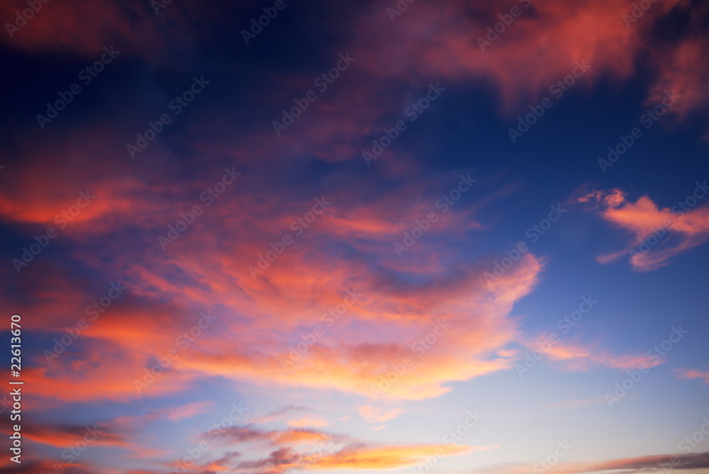 Dark colorful sunset clouds