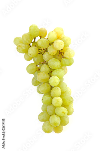 bunch of white grapes over white background