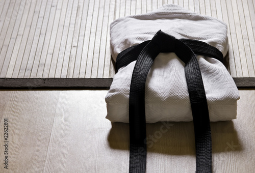 judo gi with black belt photo