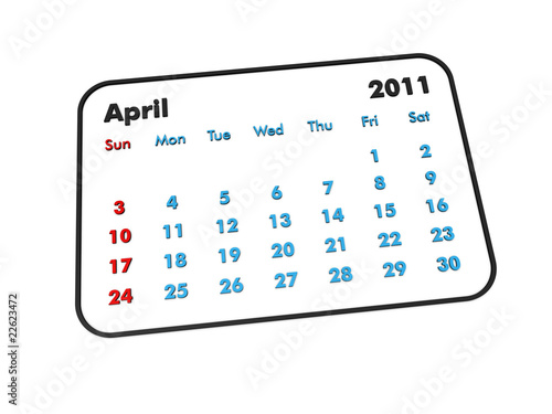 Obraz na płótnie April 2011 calendar