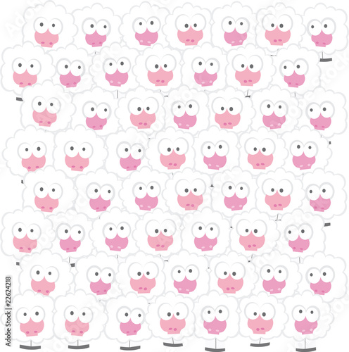 background Sheeps vector cartoon illustration