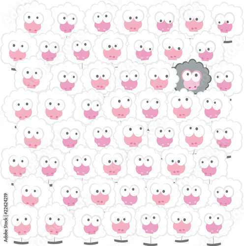 Background Sheeps vector cartoon illustration