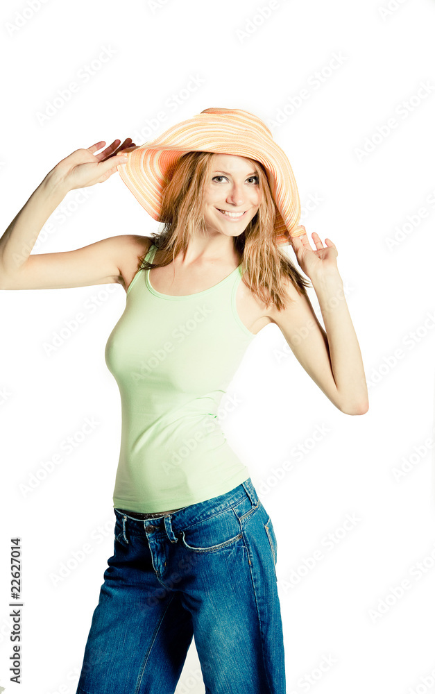 portrait of the young woman with hat portrait of the young woman with hat