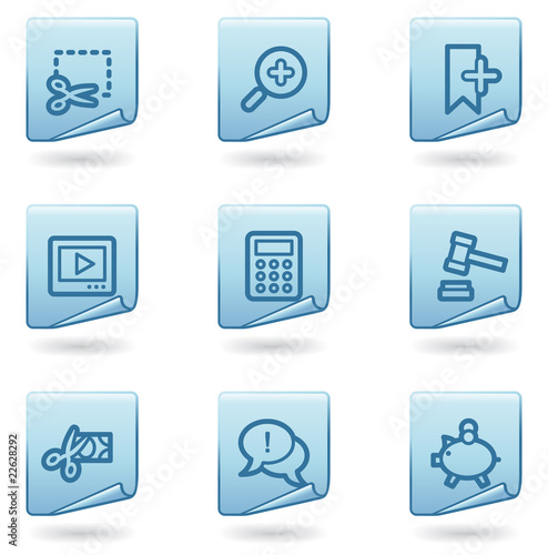 Shopping icons set 3, blue sticker series
