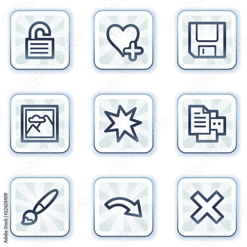 Image viewer web icons set 2, white square buttons